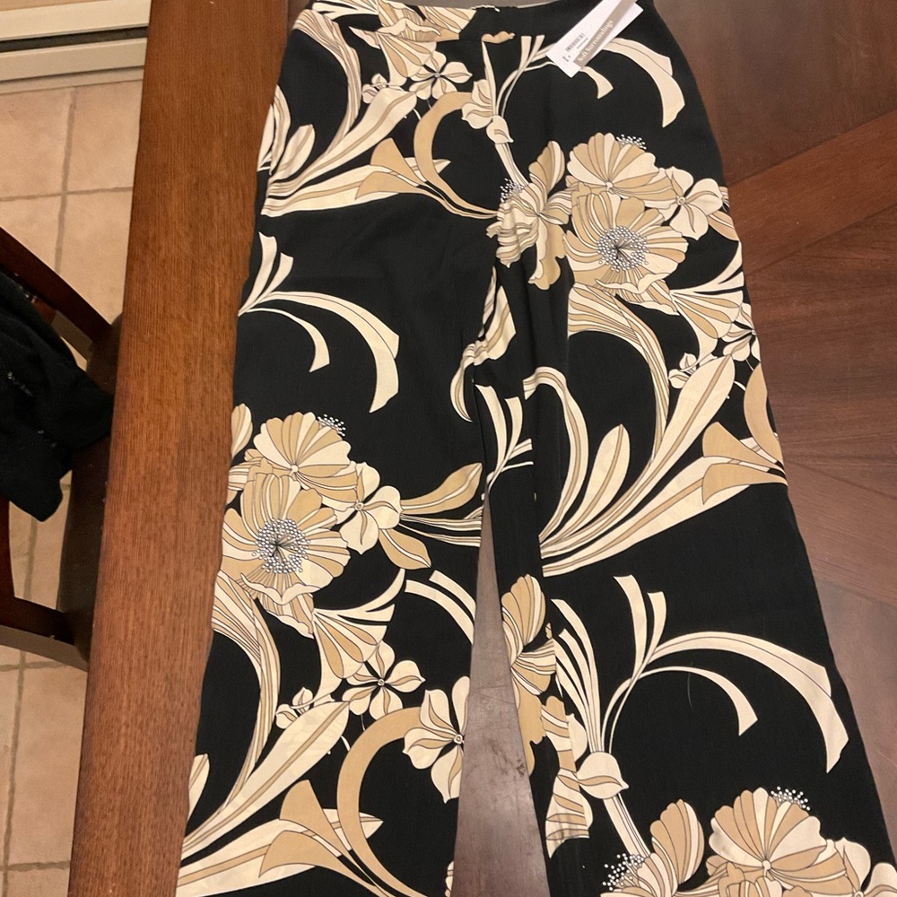 Soft Surroundings Black and Cream Floral Pants